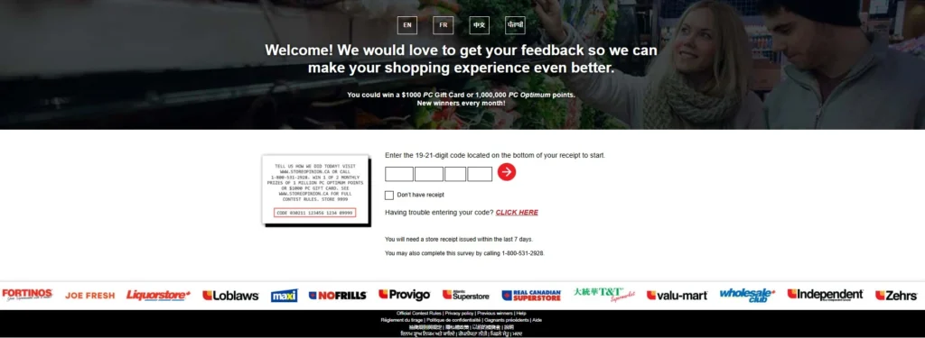 www.storeopinion.ca survey homepage